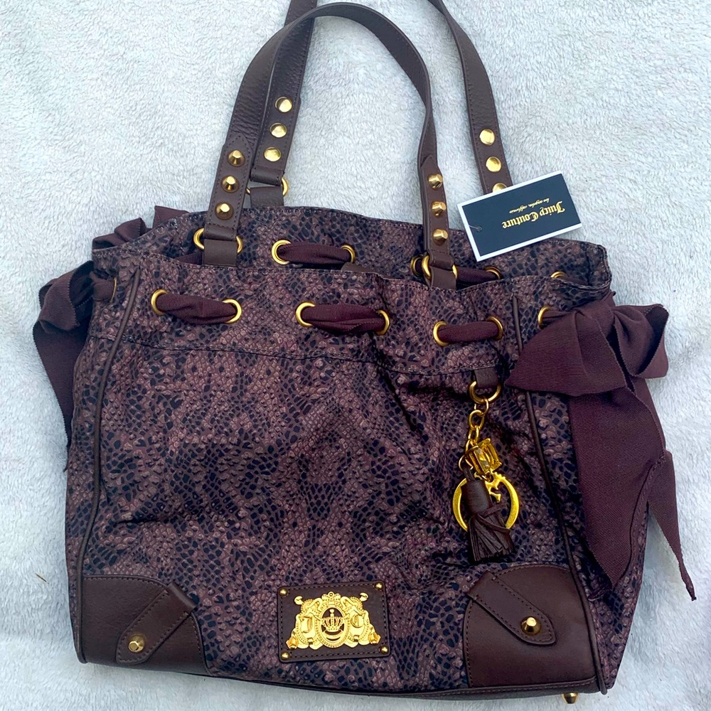 Juicy Couture brown faux snakeskin bag NWT